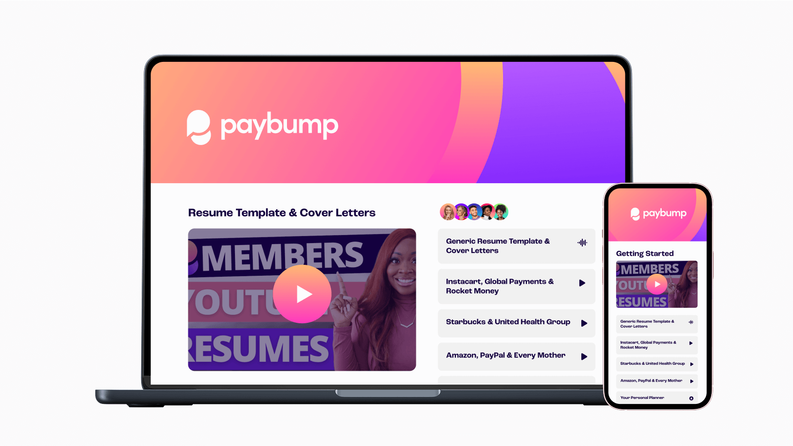 graphic showing the Paybump portal on a laptop screen and mobile phone 