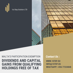 Malta's sunny landscape with a modern financial district, representing strategic international holding opportunities under the Participation Exemption regime.