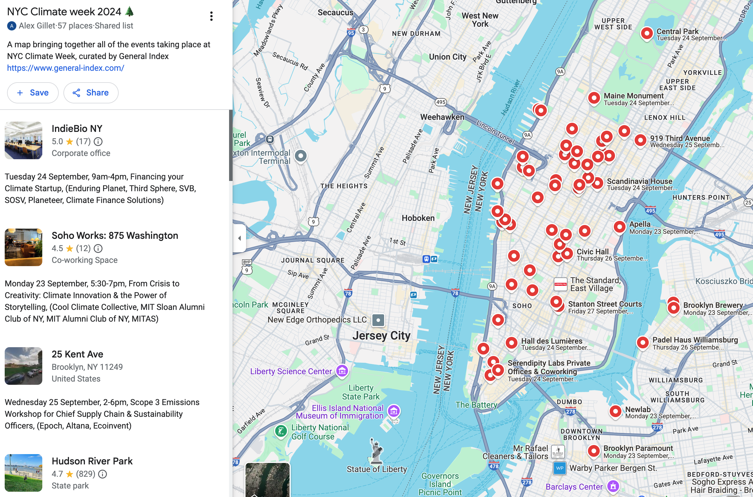 General Index Climate Week NYC event map