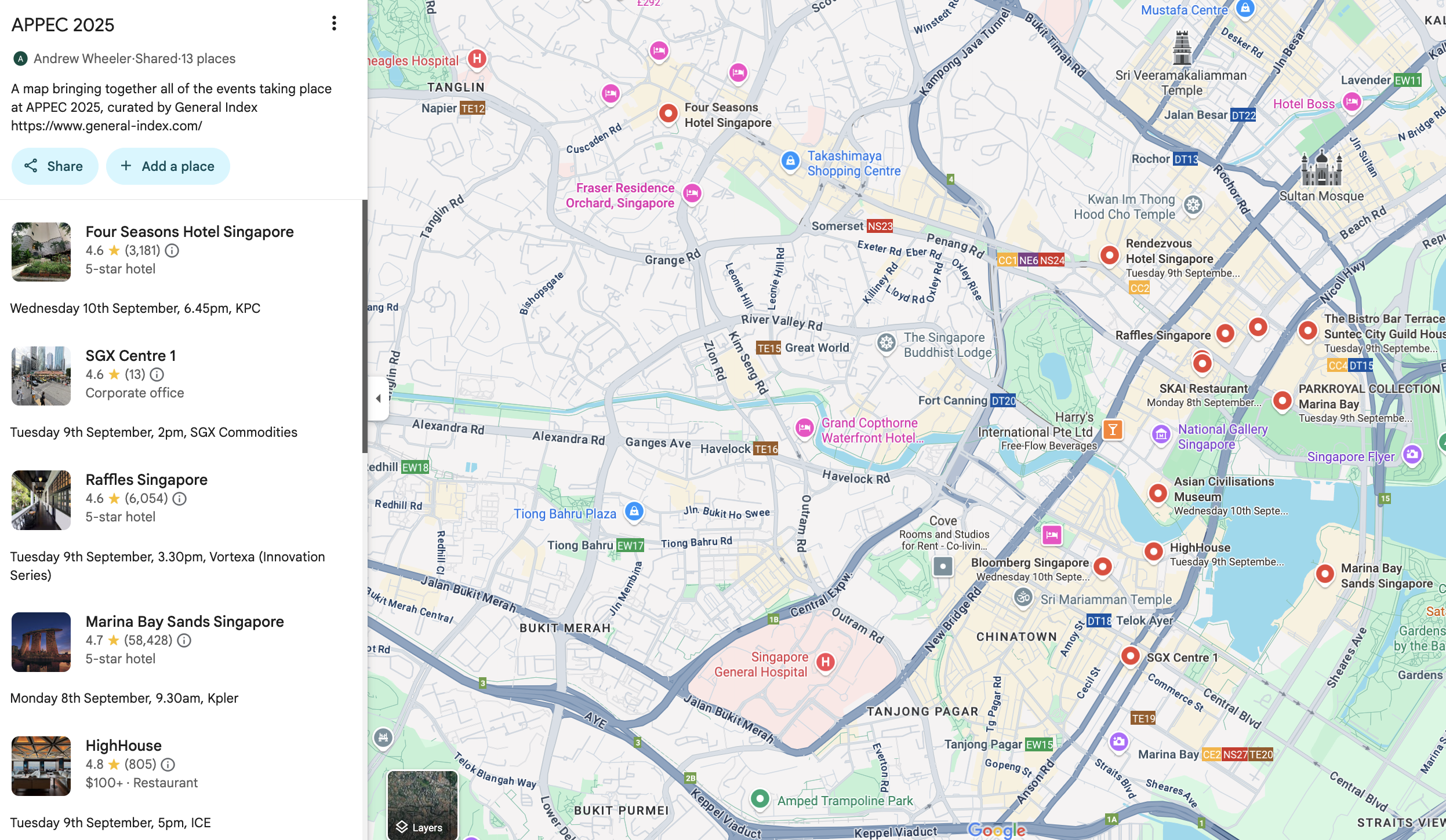 APPEC 2025 Event Map by General Index