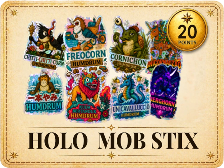 The holo mob stix stickers are shown.