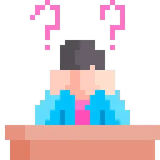 pixel art illustration of a person sitting at a desk