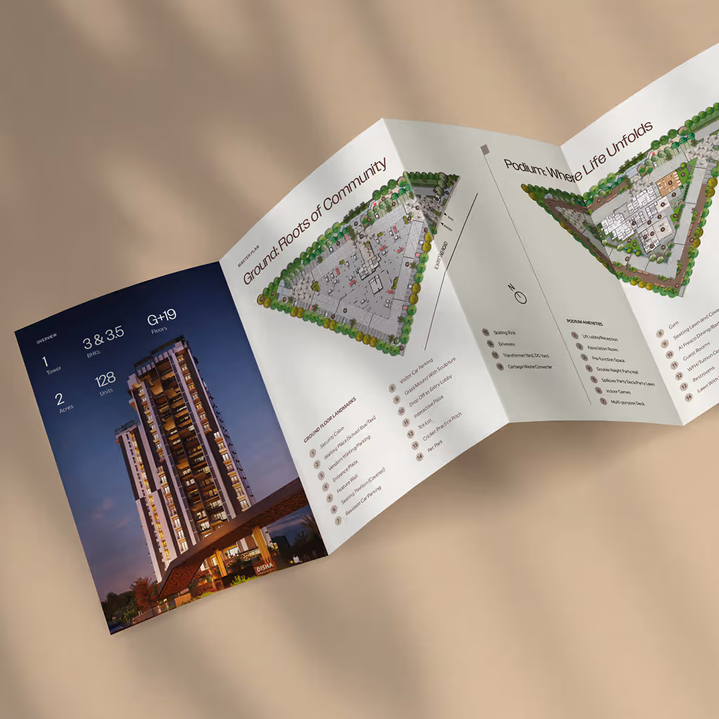 Foldout opened to reveal site layout and project zoning plans.