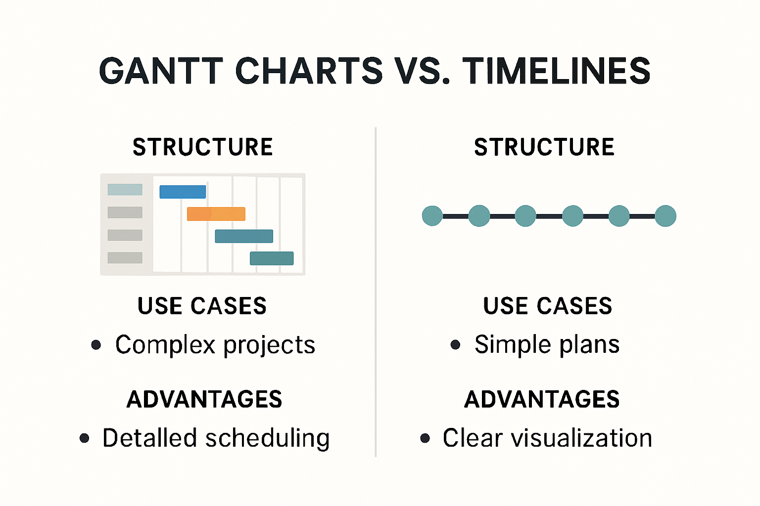Comparison of Gantt chart and timeline features