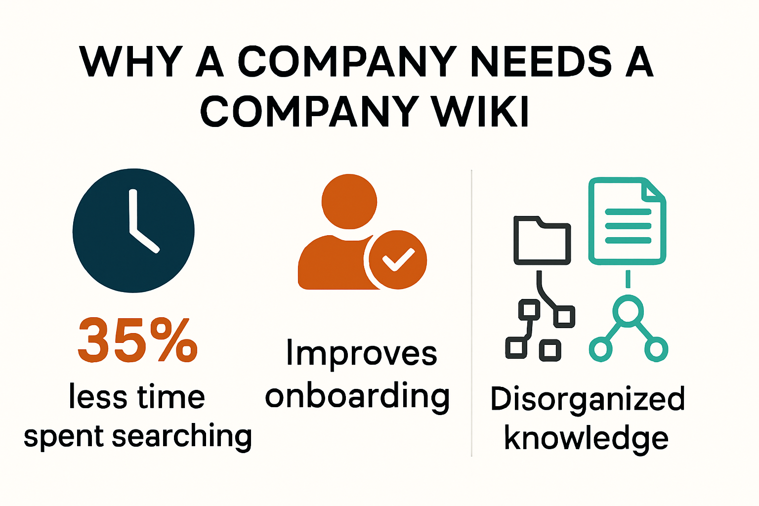 Infographic explaining key benefits of a company wiki
