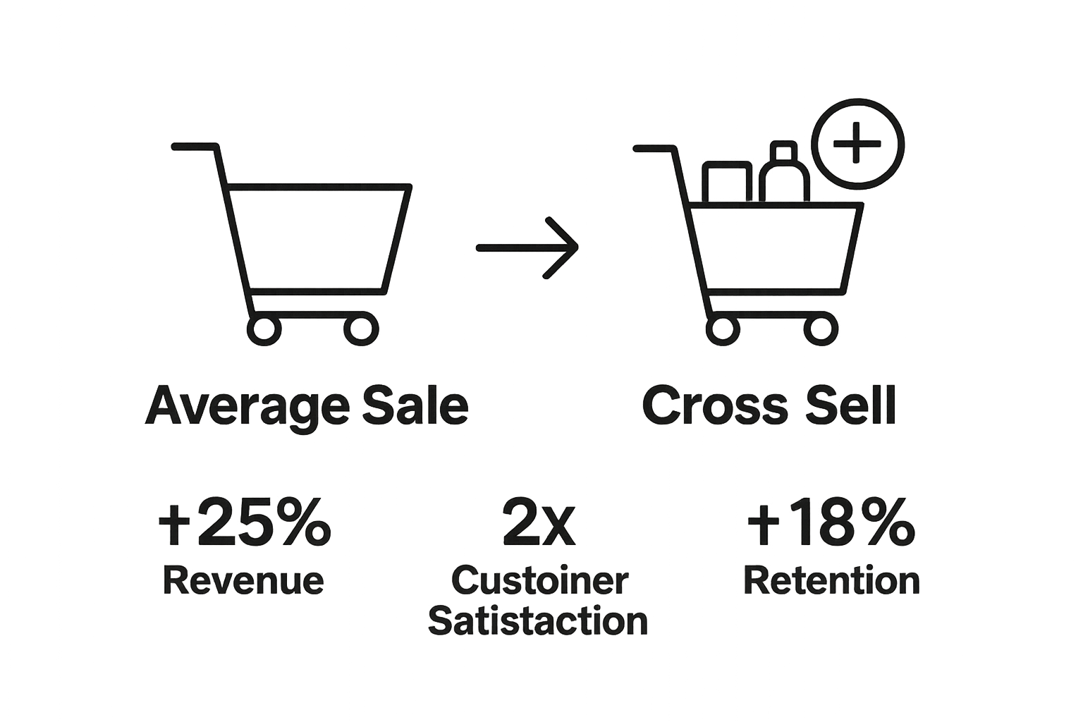 Infographic comparing average sale to cross sell impact
