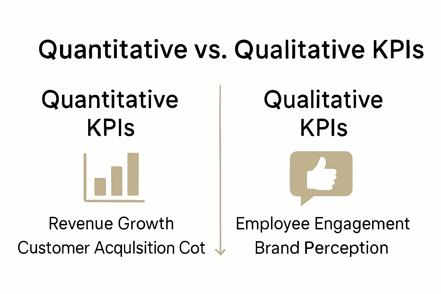 Comparison chart between quantitative and qualitative KPIs with sample icons
