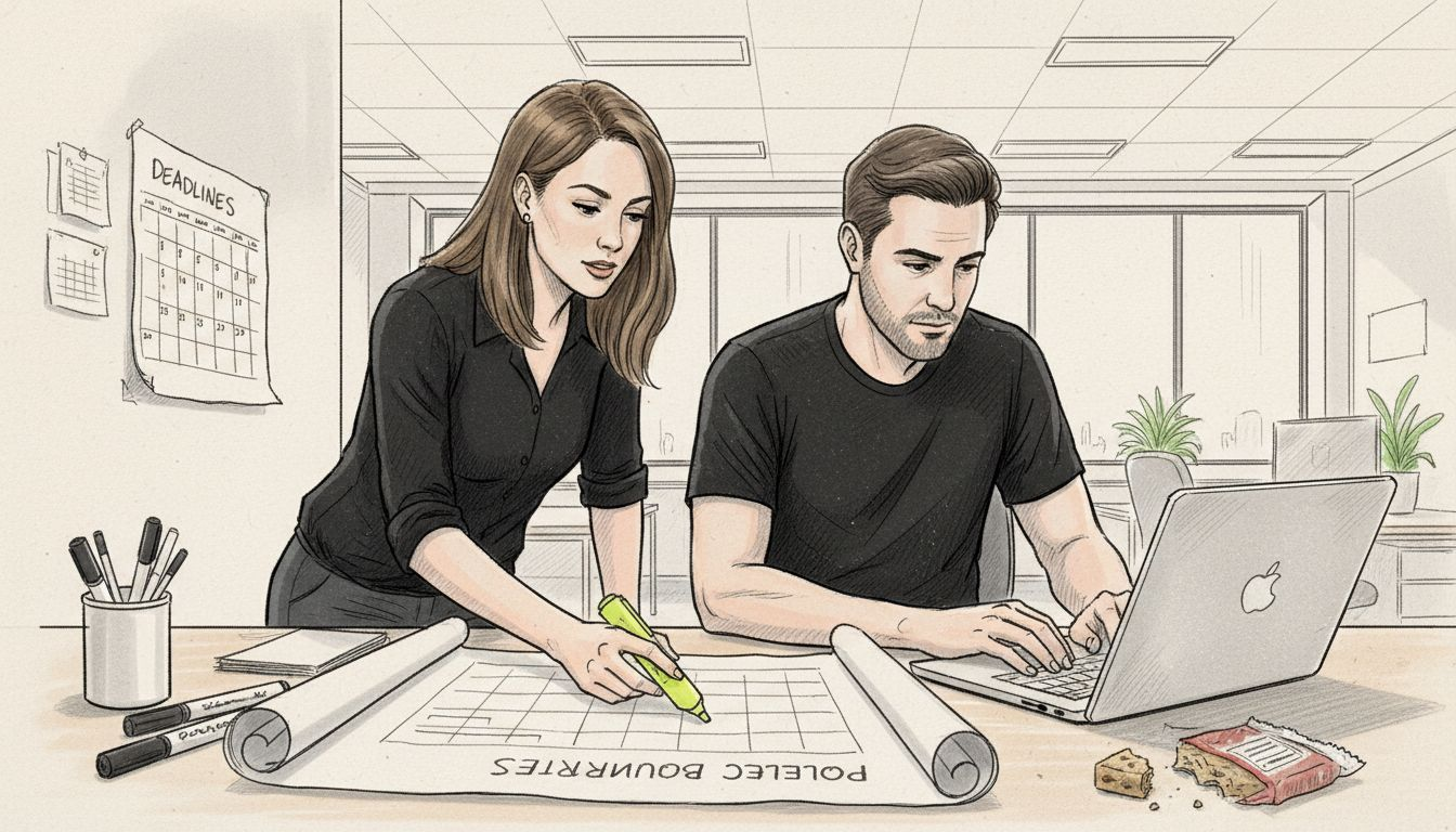 Team reviews project boundary chart together