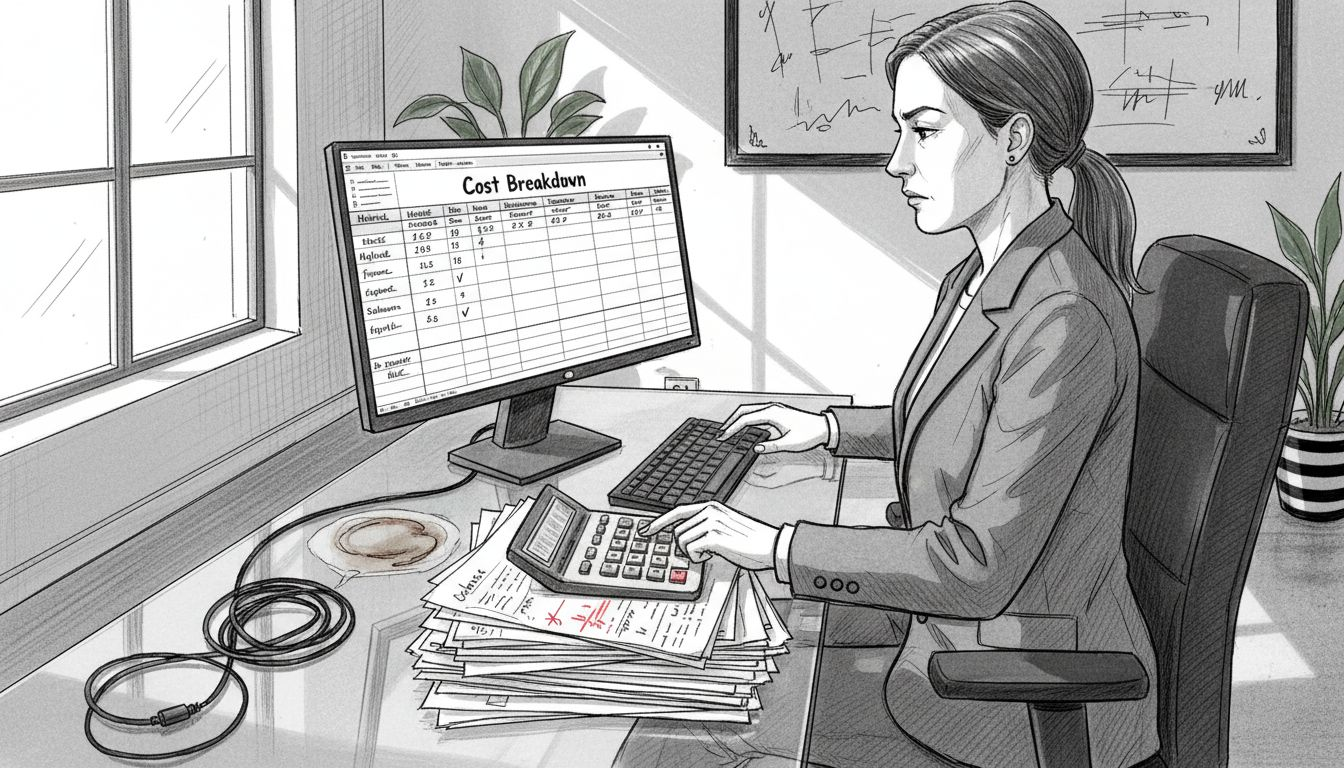 Manager prepares detailed financial work quote