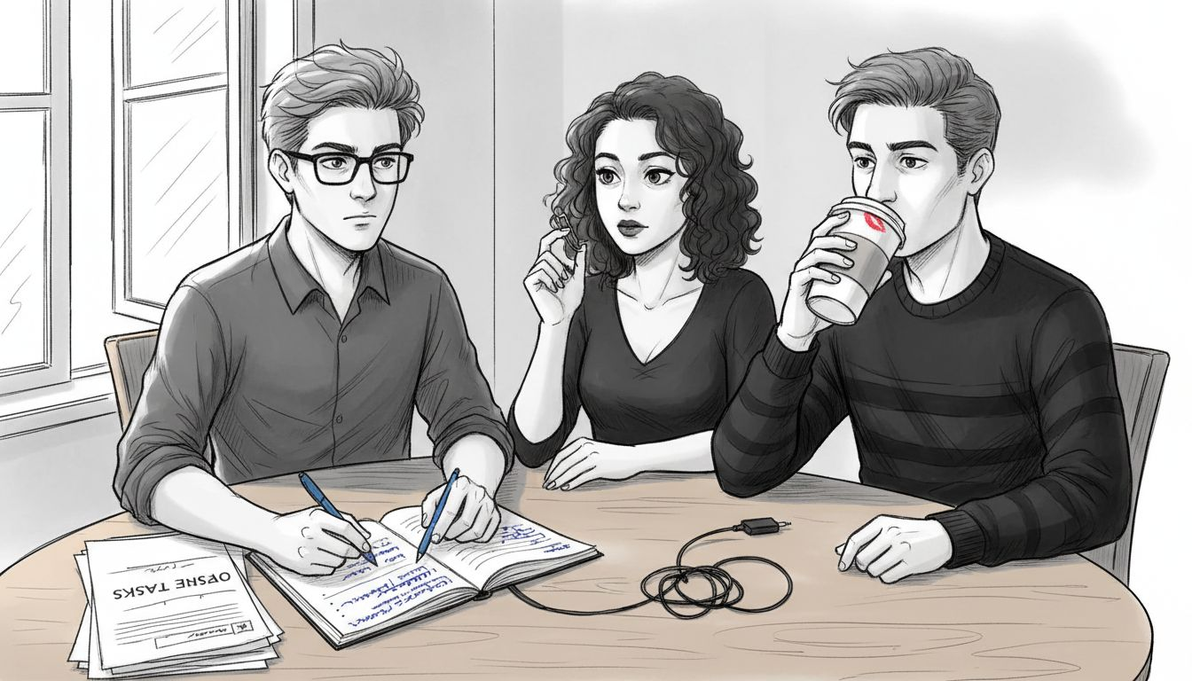 Project manager listening intently during standup