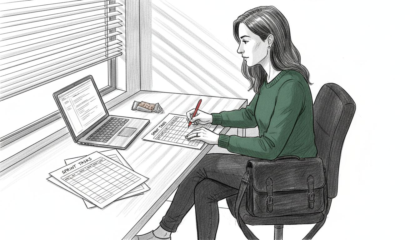 Project manager prioritizes tasks at desk