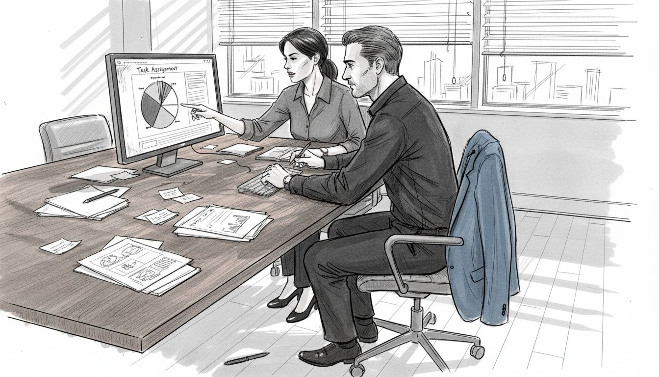 Professionals using AI dashboard together