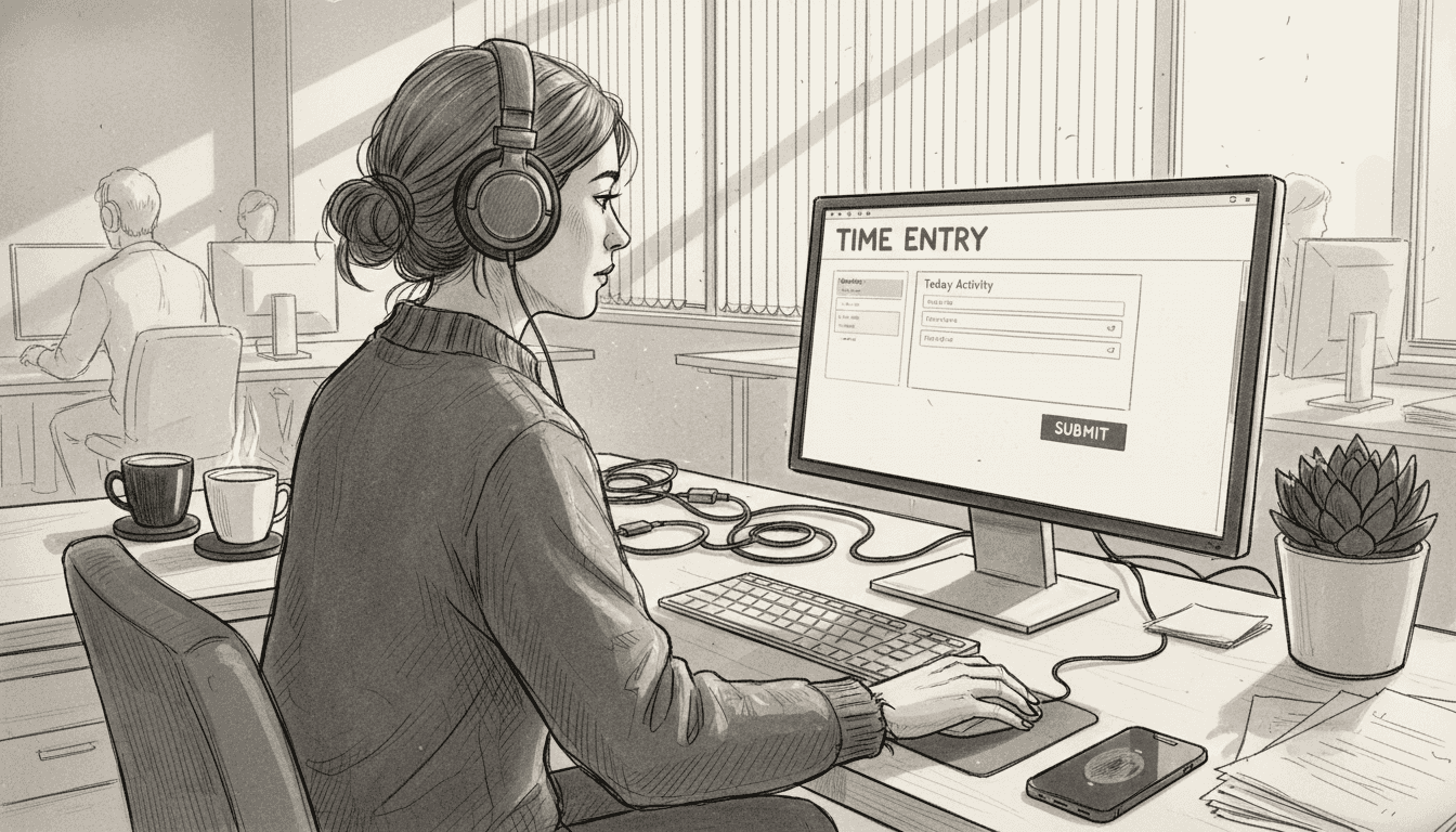 Team member entering daily work hours