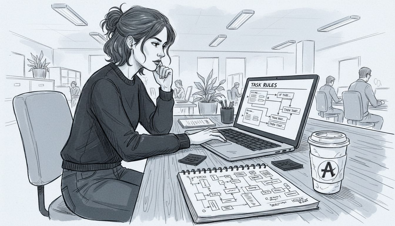 Professional sets up workflow automation rules