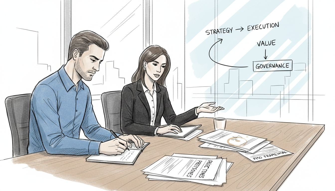 Team reviews PMO framework documents