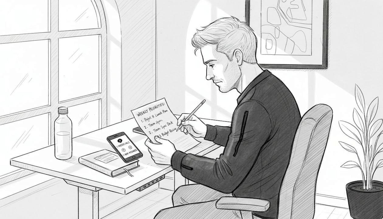 Manager sets key weekly priorities checklist