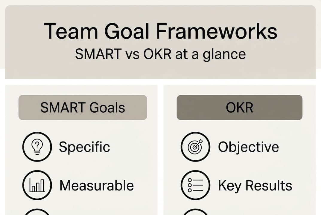 Infographic compares SMART and OKR frameworks