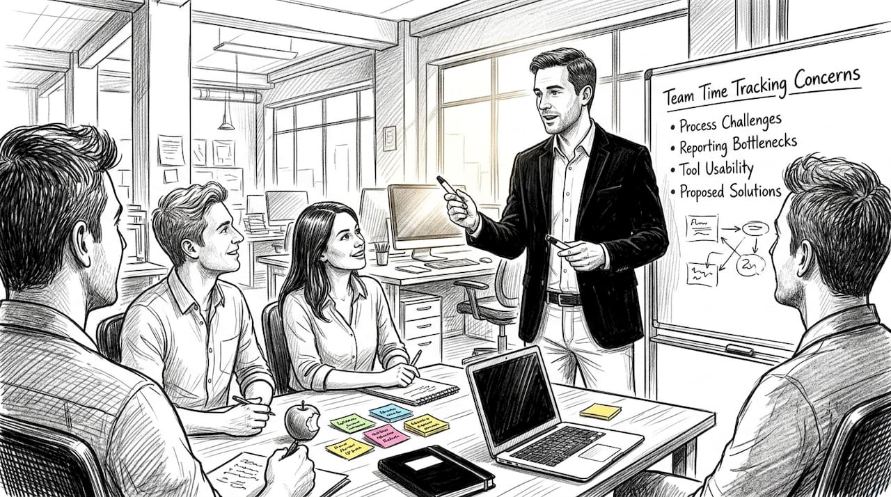 Manager leading open time tracking discussion