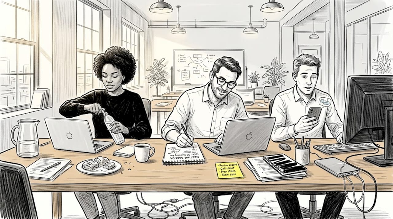 Team working collaboratively without leader present