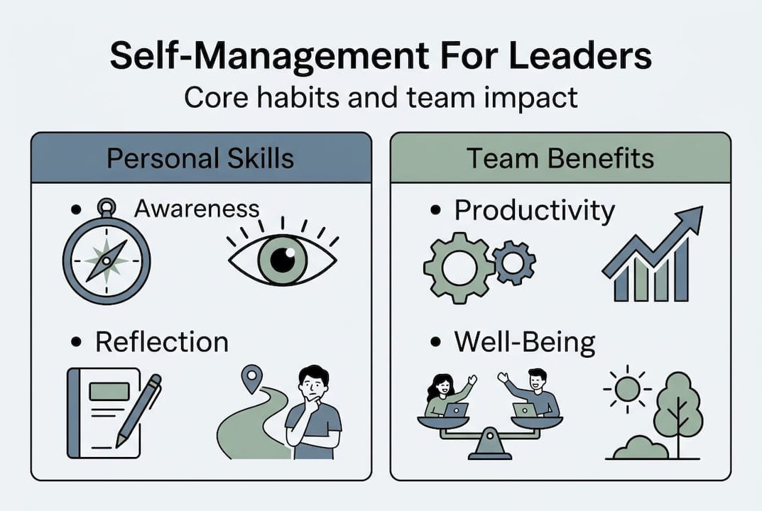 Infographic on self-management skills and impact