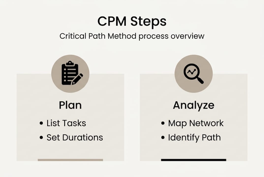 Infographic showing CPM project management steps