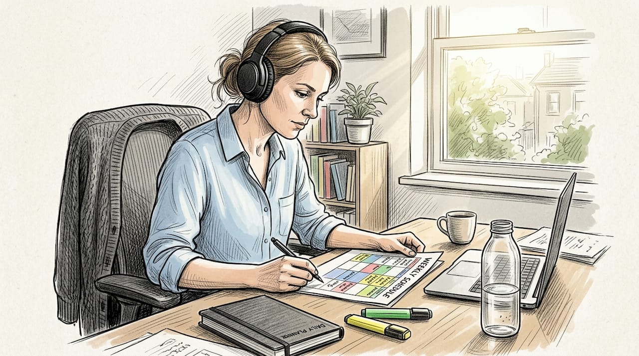 Leader reviewing time-blocked schedule