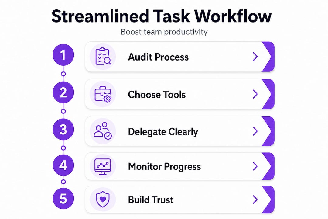 Infographic outlining steps for task management