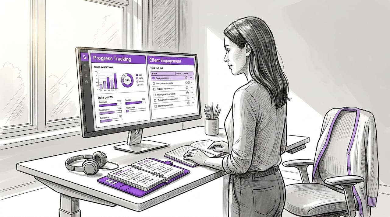 Manager connecting CRM with workflow software