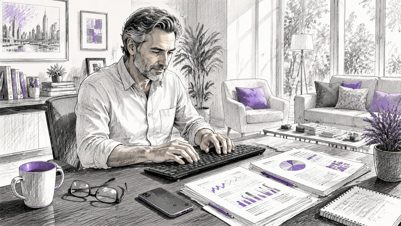 Close-up of hands typing report data