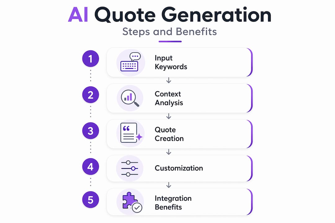 Infographic showing AI quote generation steps and benefits