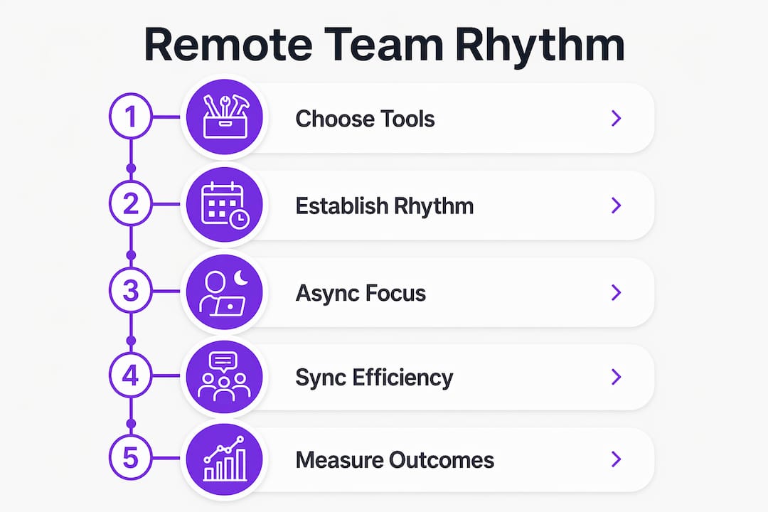 Infographic illustrating remote team operating rhythm