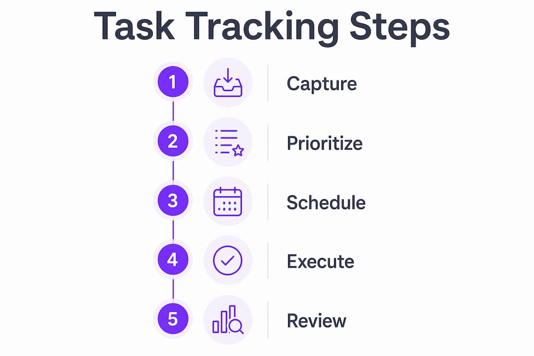 Infographic showing task tracking steps