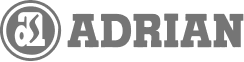 Adrian brand logo with stylized 'A' inside a circle and 'ADRIAN' in bold uppercase letters.