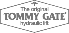 Tommy Gate hydraulic lift company logo with the phrase 'The original'.