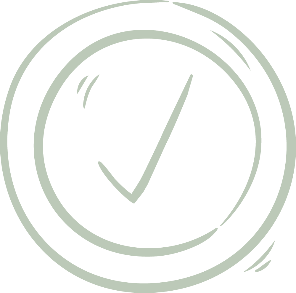 Grünes, stilisiertes Häkchen in einem Kreis, das Qualität symbolisiert.