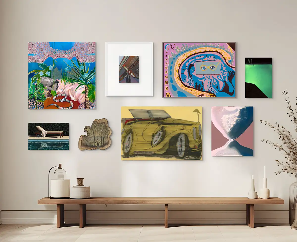 Gallery wall of Bond & Grace art collection