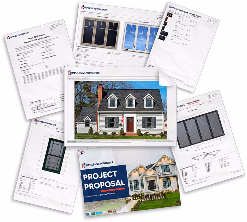 Montage of Window and Door Quote Paperwork