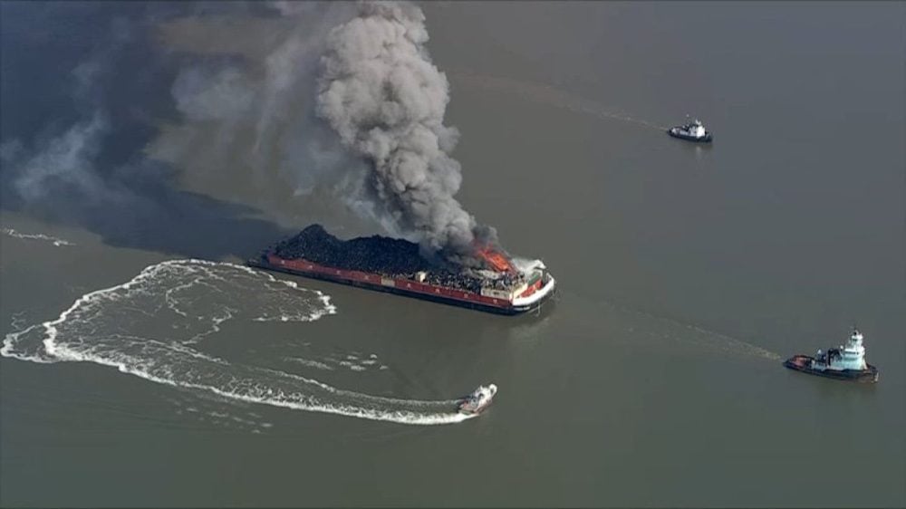 Coast Guard Responding to Large Barge Fire in Delaware Bay