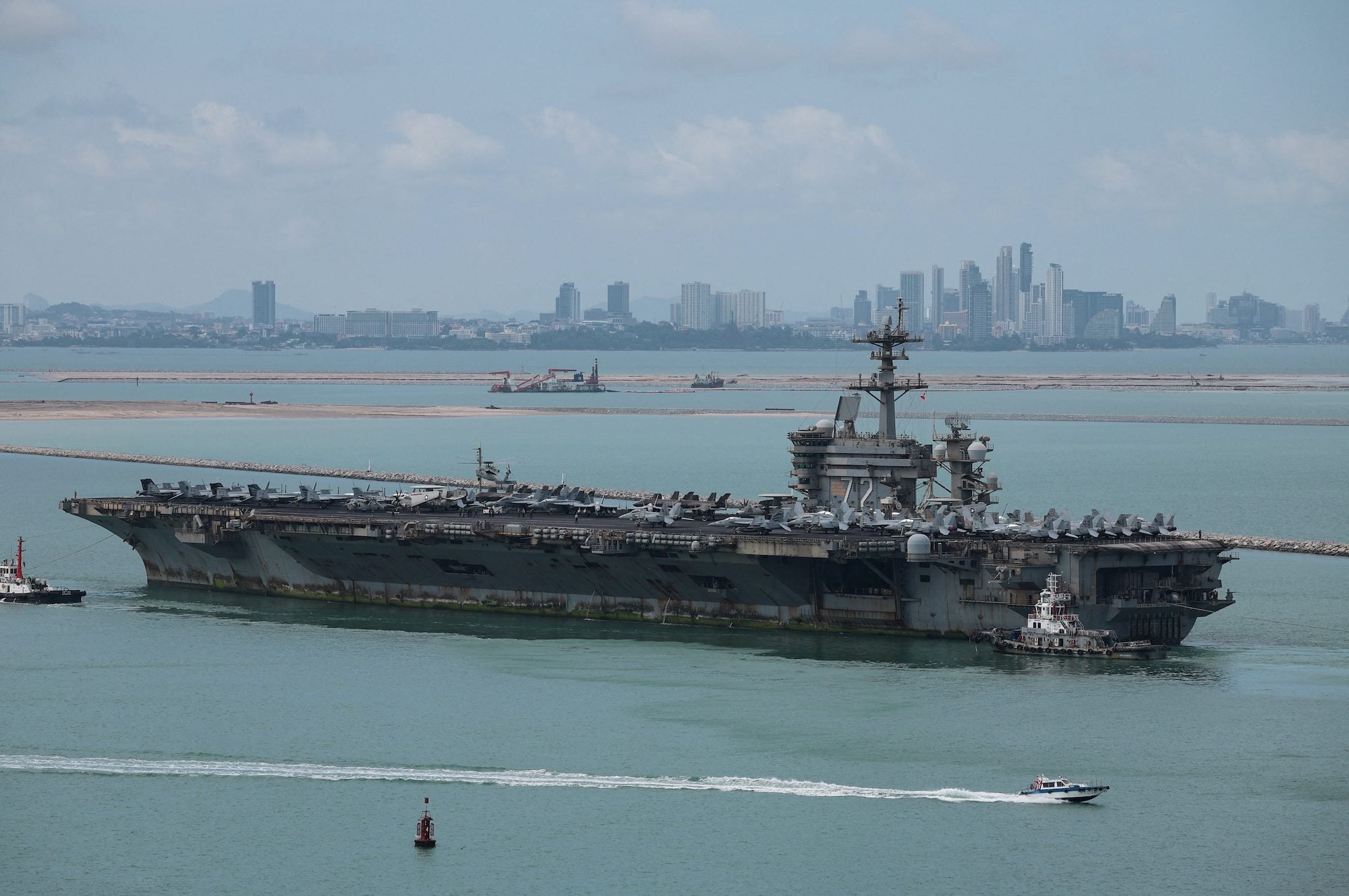 PHOTOS: U.S. Aircraft Carrier Abraham Lincoln Arrives in Thailand After 286 Days at Sea