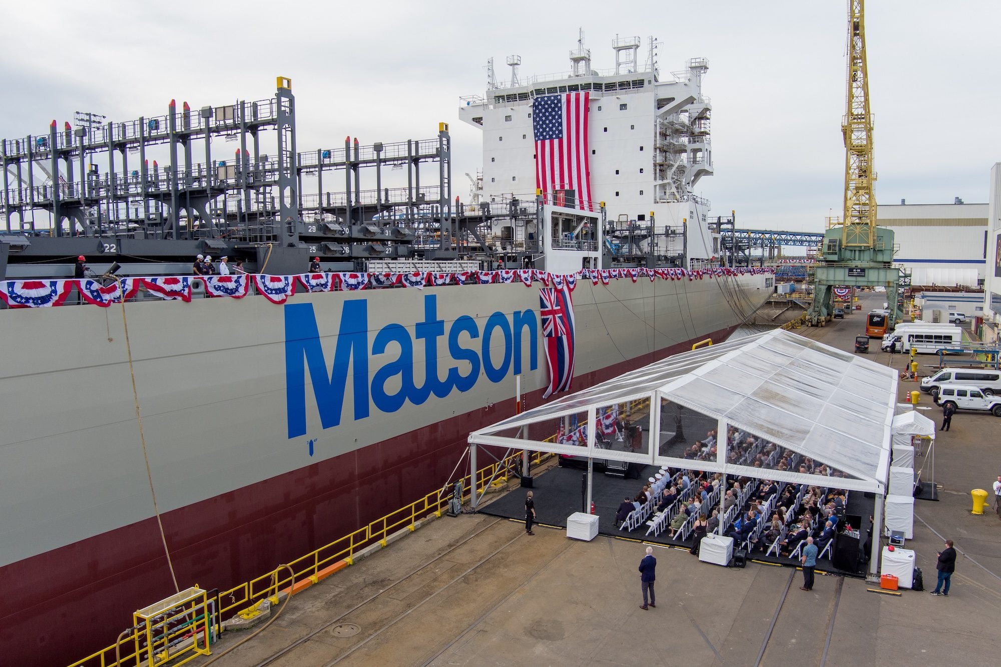 Matson Christens First of Three New Aloha Class Containerships at Hanwha Philly Shipyard