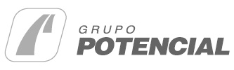 Logotipo do Grupo Potencial com símbolo estilizado em forma de faixa curva à esquerda.
