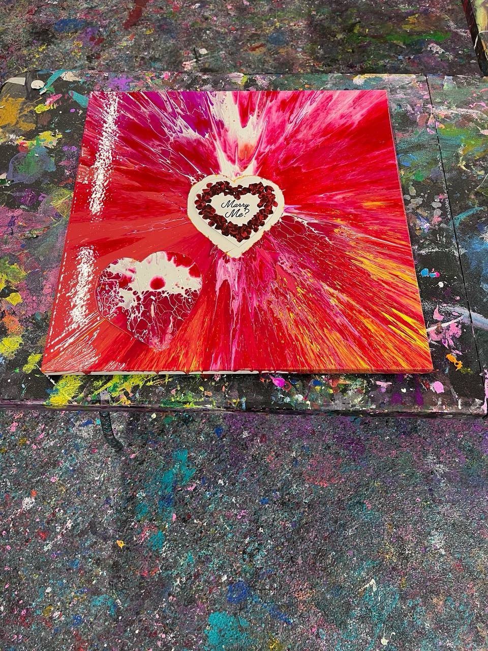 Proposal heart canvas art