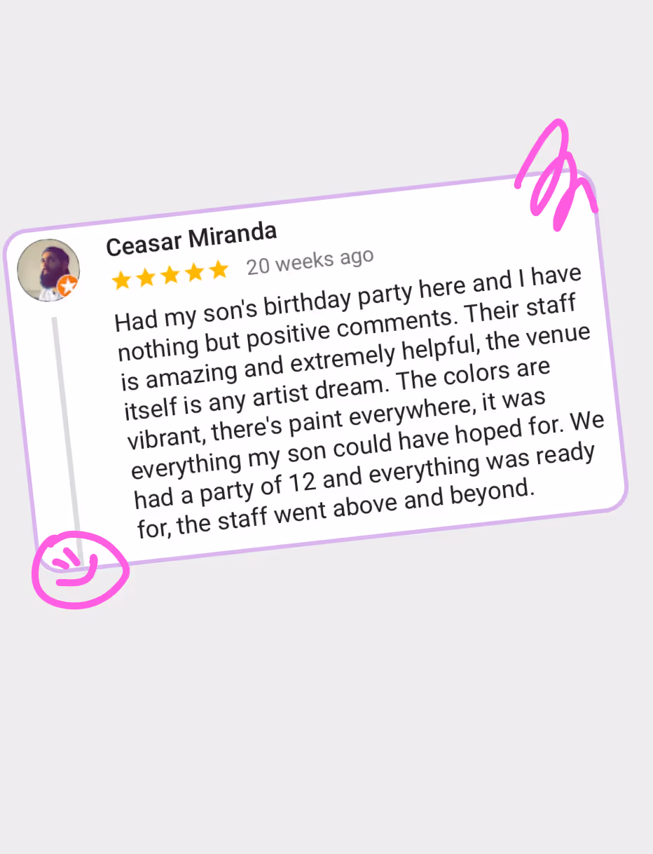 Review from Ceasar praising the birthday party experience