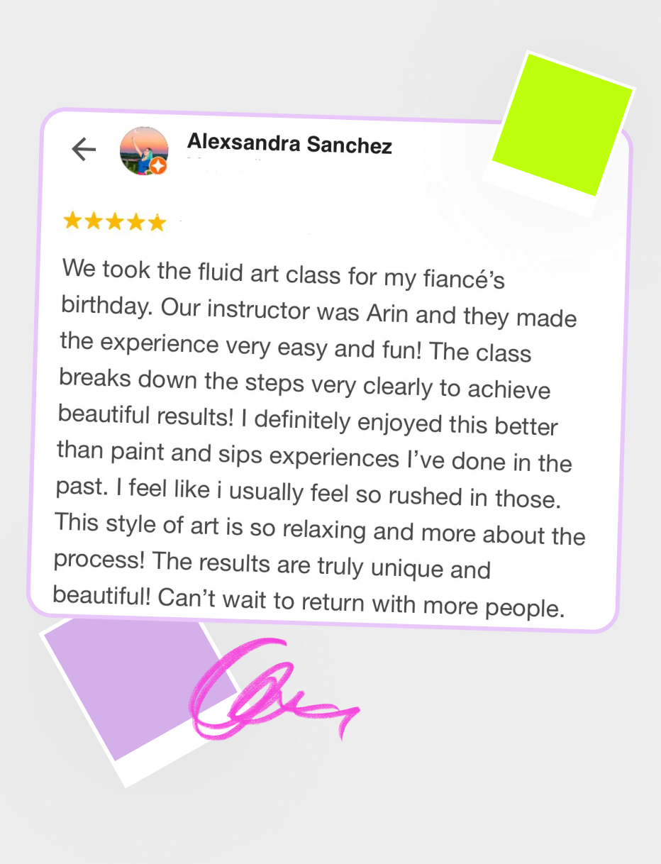 Review from Alexsandra about her fiancé’s birthday art date