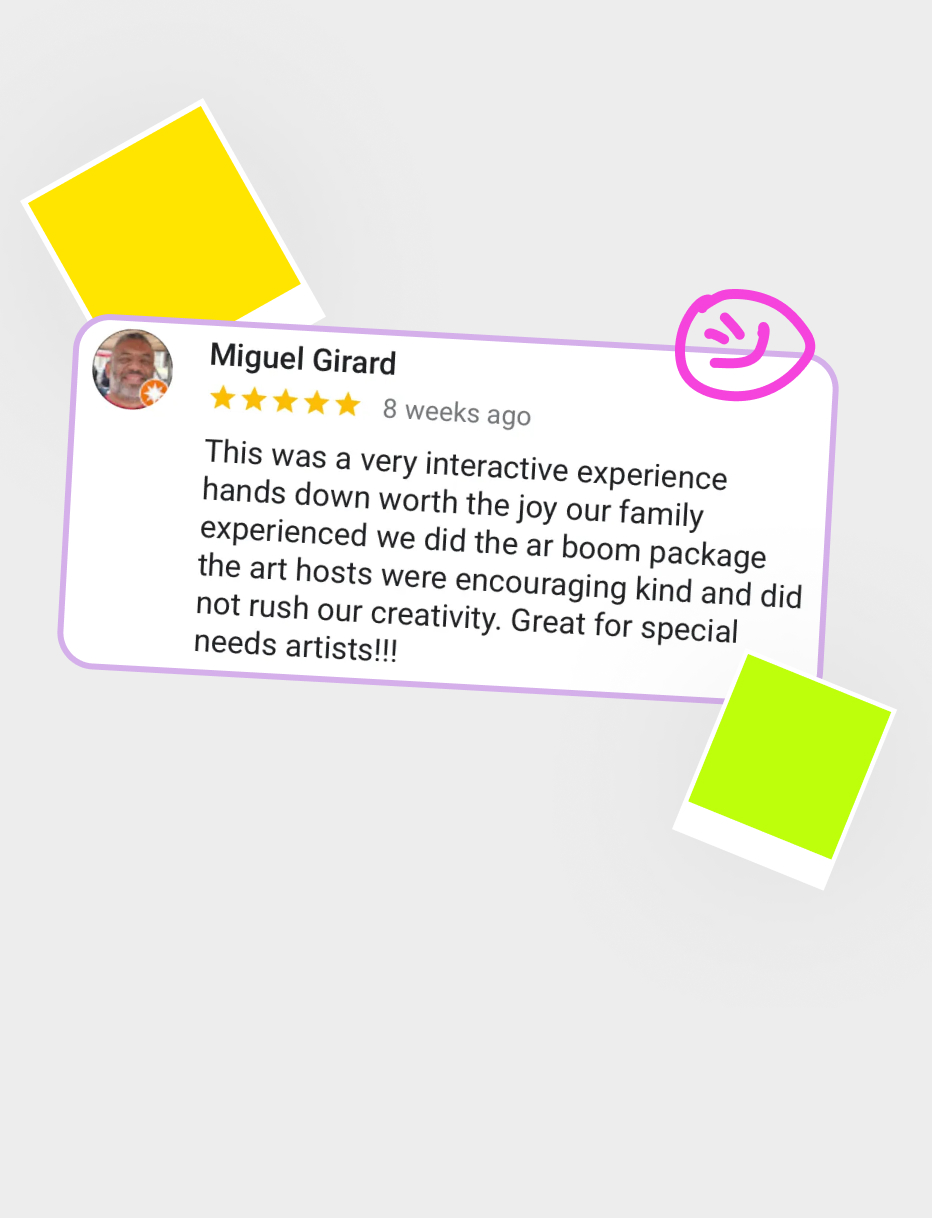 Friends dancing in yellow ponchos inside the splatter room