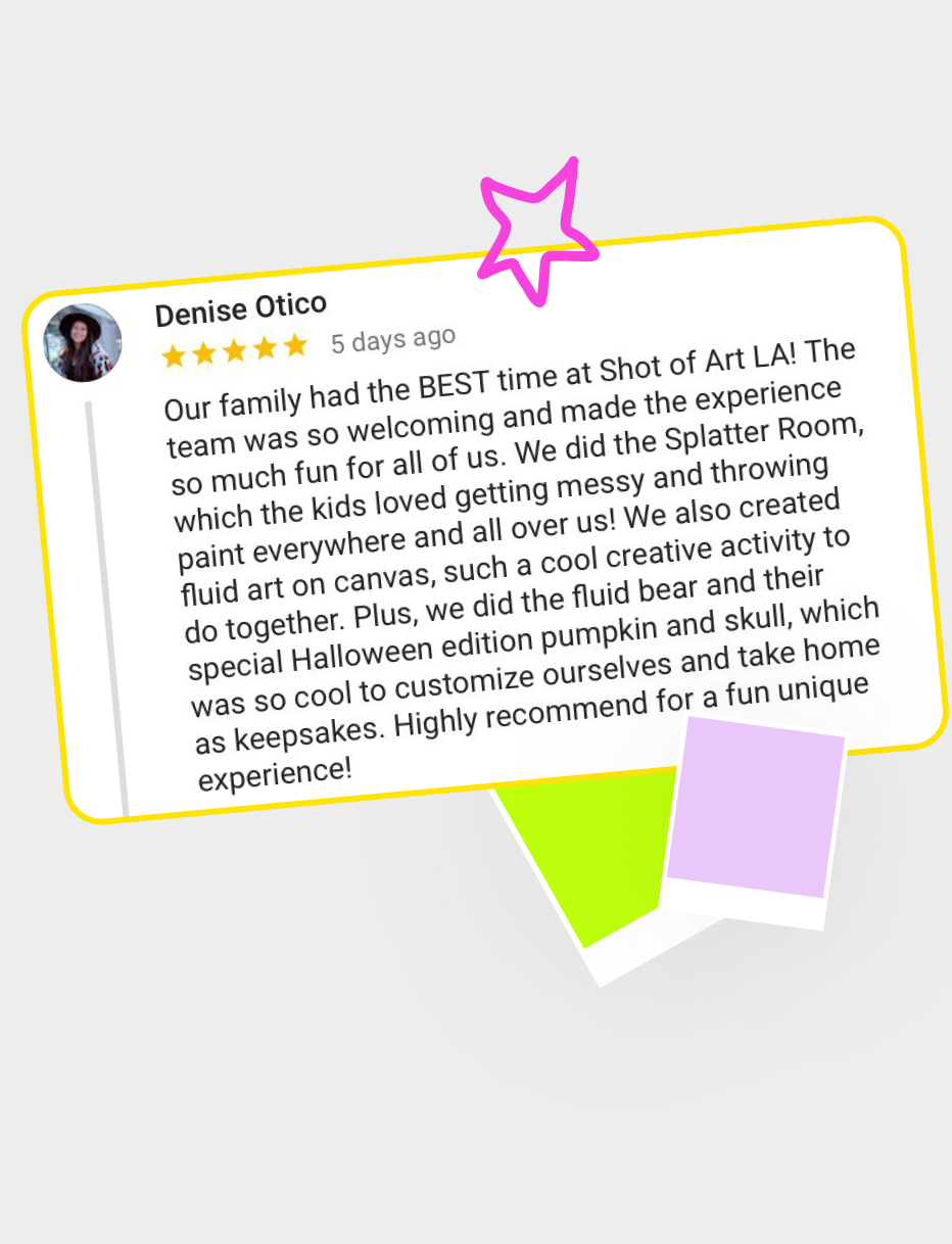 Instructor helping a guest pour spinning paint onto the canvas