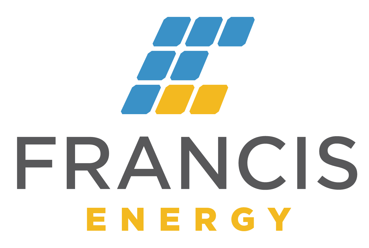 Logo of Francis Energy featuring stylized geometric shapes in blue and yellow above the company name.