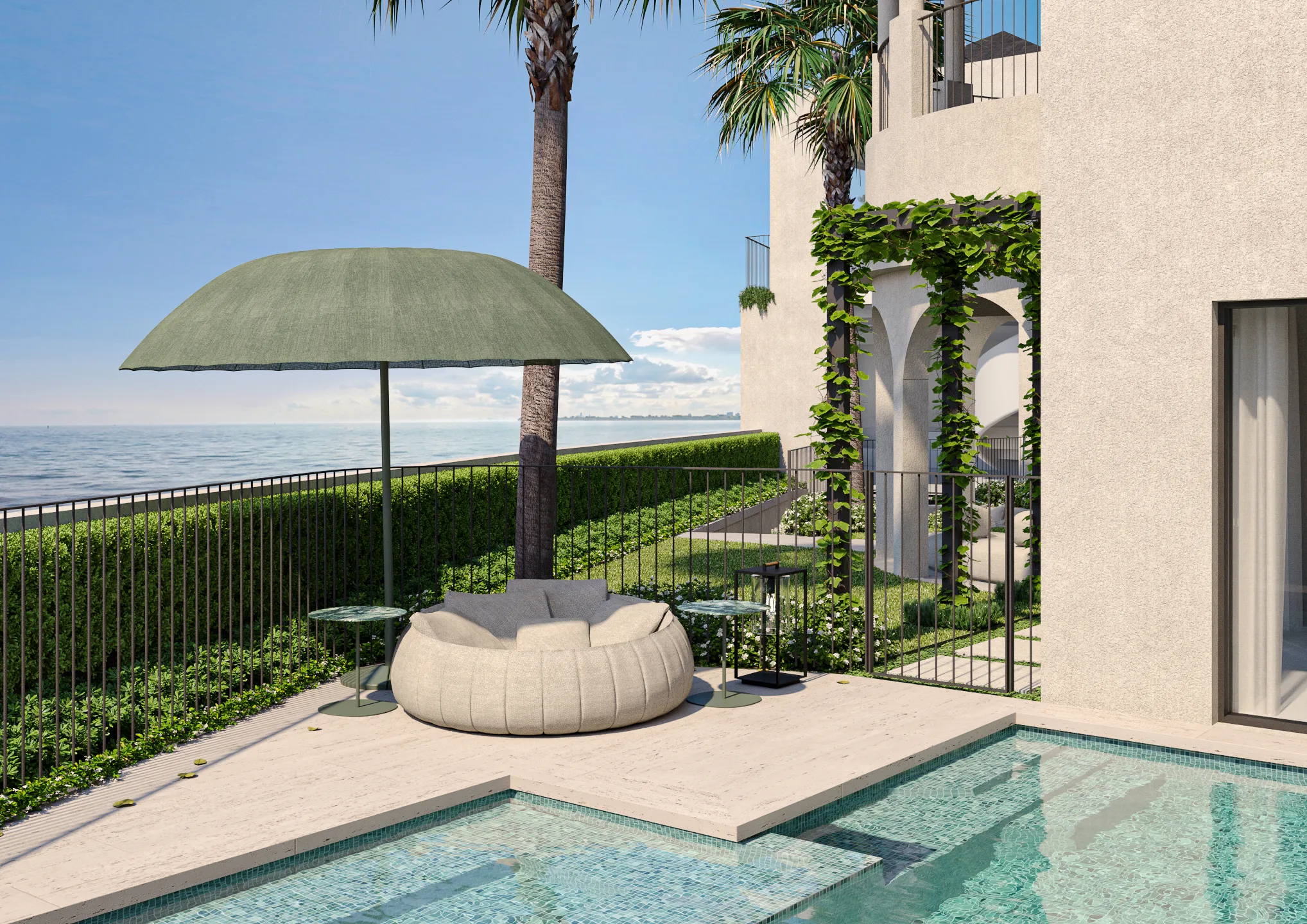 Poolside oasis with natural texture