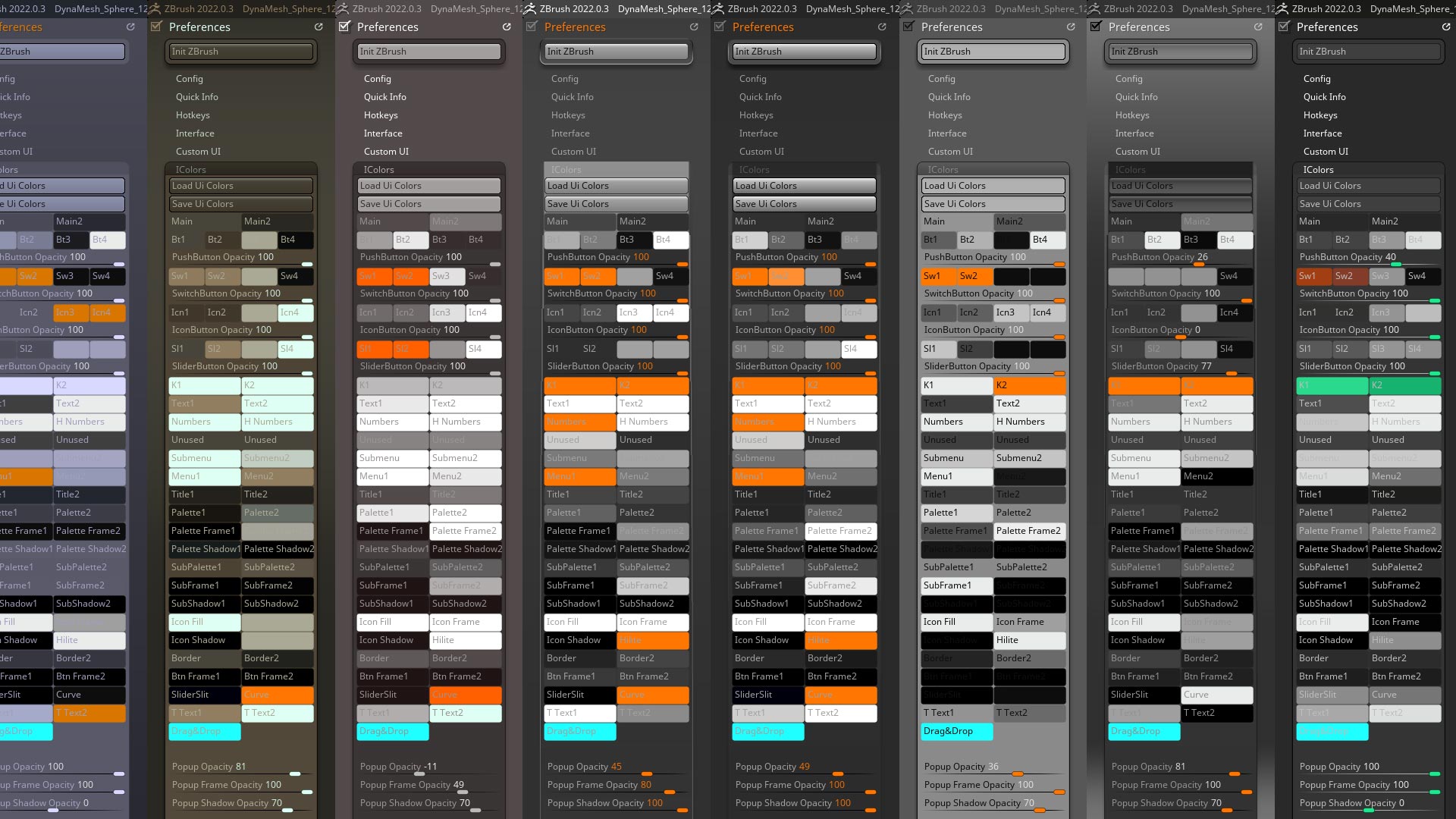 ZBrush UI Colors