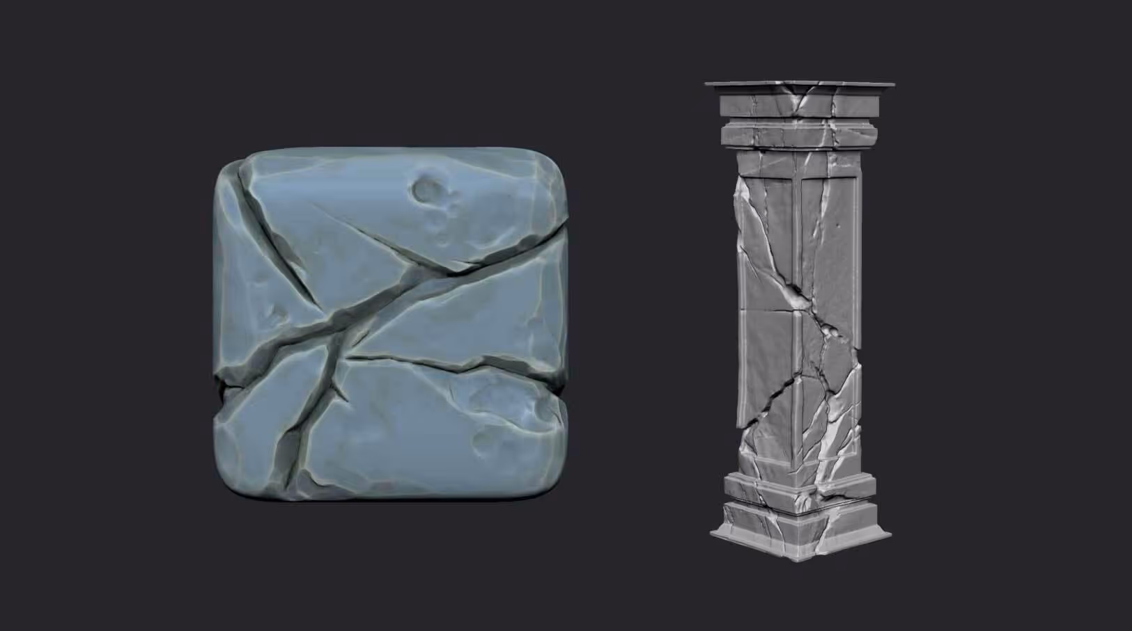 Sculpting stylized cracks on rocks